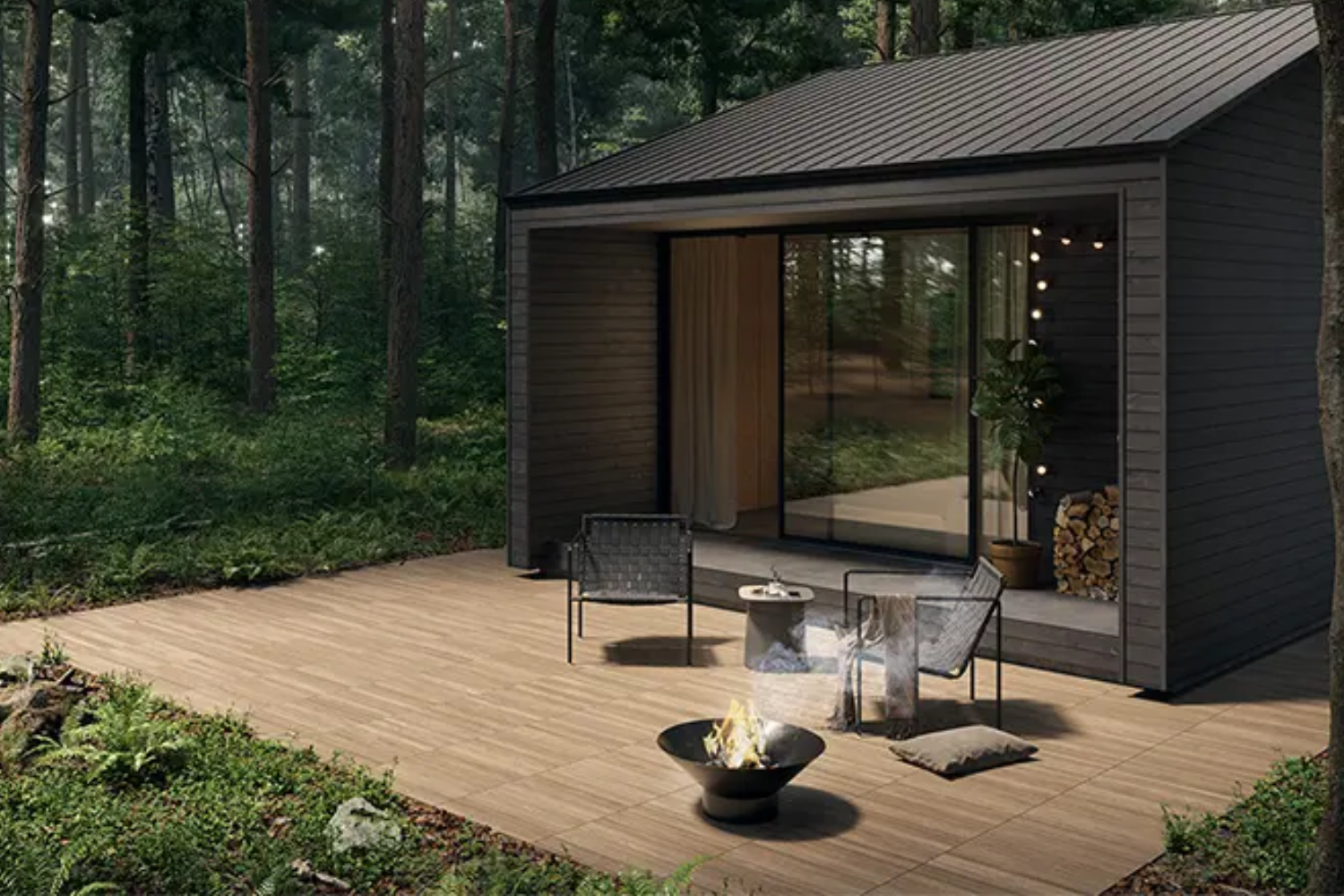 Minimalistyczny taras w skandynawskim klimacie